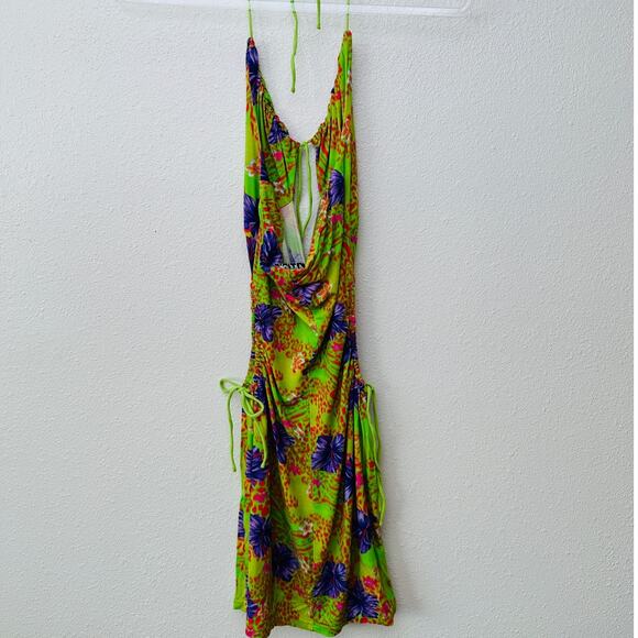 I AM GIA Green Floral Cutout Halter Keyhole Mini Dress Women’s S - Picture 6 of 12